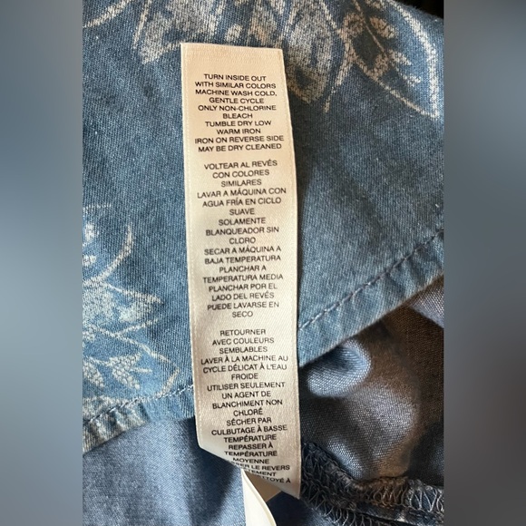 Chico's Women's flora Chambray Roll-tab 3/4 Sleeve Pullover Top Sz 3(XL/16) Blue - Picture 10 of 13